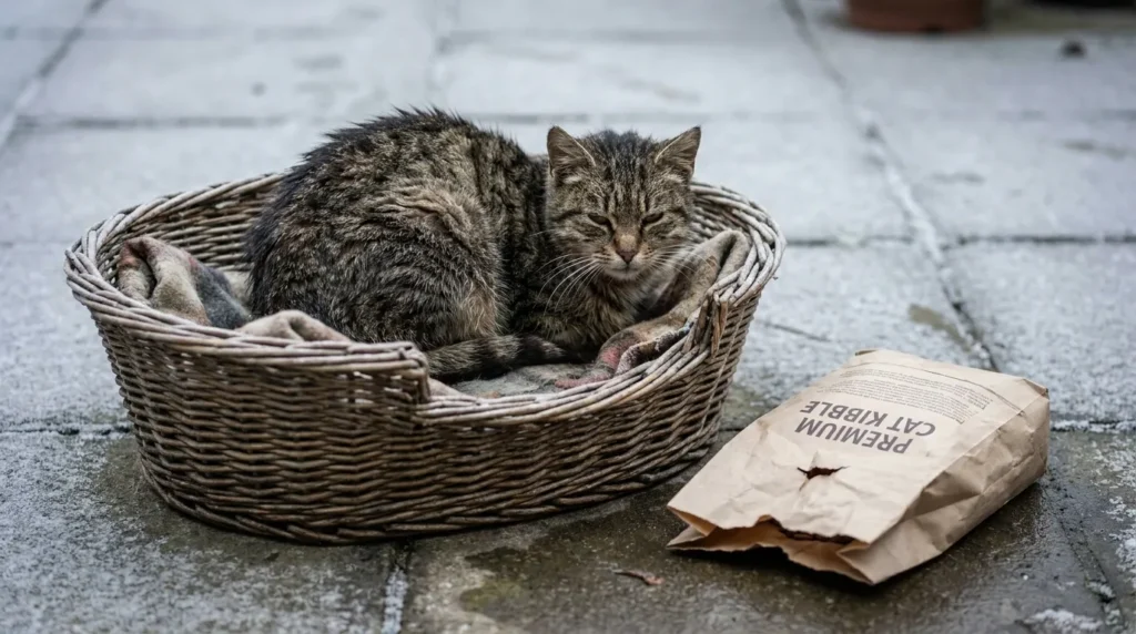 Bob et le chat abandonné du panier